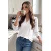 image:imageDokotoo Womens Summer 2026 Hollow Out Blouses 34 Length Sleeve Business Tops Dressy Casual V Neck Cute TShirtsWhite