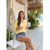 image:imageDokotoo Womens Summer 2026 Hollow Out Blouses 34 Length Sleeve Business Tops Dressy Casual V Neck Cute TShirtsYellow Cream