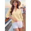 image:imageDokotoo Womens Summer 2026 Hollow Out Blouses 34 Length Sleeve Business Tops Dressy Casual V Neck Cute TShirtsYellow Cream