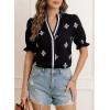 image:imageDokotoo Womens Summer Boho Floral Ruffle Shirt Puff Short Sleeve V Neck Casual Trendy Cute Blouse TopsBlack