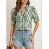 image:imageDokotoo Womens Summer Boho Floral Ruffle Shirt Puff Short Sleeve V Neck Casual Trendy Cute Blouse TopsGreen