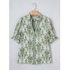 image:imageDokotoo Womens Summer Boho Floral Ruffle Shirt Puff Short Sleeve V Neck Casual Trendy Cute Blouse TopsGreen