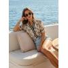 image:imageDokotoo Womens Summer Boho Floral Ruffle Shirt Puff Short Sleeve V Neck Casual Trendy Cute Blouse TopsKhaki