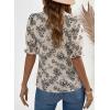 image:imageDokotoo Womens Summer Boho Floral Ruffle Shirt Puff Short Sleeve V Neck Casual Trendy Cute Blouse TopsKhaki