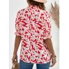 image:imageDokotoo Womens Summer Boho Floral Ruffle Shirt Puff Short Sleeve V Neck Casual Trendy Cute Blouse TopsRed