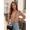 image:imageDokotoo Womens Summer Boho Floral Ruffle Shirt Puff Short Sleeve V Neck Casual Trendy Cute Blouse TopsYellow