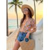 image:imageDokotoo Womens Summer Boho Floral Ruffle Shirt Puff Short Sleeve V Neck Casual Trendy Cute Blouse TopsYellow