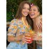 image:imageDokotoo Womens Summer Boho Floral Ruffle Shirt Puff Short Sleeve V Neck Casual Trendy Cute Blouse TopsYellow