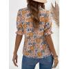 image:imageDokotoo Womens Summer Boho Floral Ruffle Shirt Puff Short Sleeve V Neck Casual Trendy Cute Blouse TopsYellow