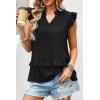 image:imageDokotoo Womens Summer Casual Sleeveless Tops Loose V Neck Ruffled Sleeve Vacation Tank Top Shirts OutfitsBlack