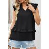 image:imageDokotoo Womens Summer Casual Sleeveless Tops Loose V Neck Ruffled Sleeve Vacation Tank Top Shirts OutfitsBlack