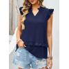 image:imageDokotoo Womens Summer Casual Sleeveless Tops Loose V Neck Ruffled Sleeve Vacation Tank Top Shirts OutfitsDark Blue
