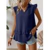 image:imageDokotoo Womens Summer Casual Sleeveless Tops Loose V Neck Ruffled Sleeve Vacation Tank Top Shirts OutfitsDark Blue