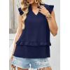 image:imageDokotoo Womens Summer Casual Sleeveless Tops Loose V Neck Ruffled Sleeve Vacation Tank Top Shirts OutfitsDark Blue