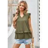 image:imageDokotoo Womens Summer Casual Sleeveless Tops Loose V Neck Ruffled Sleeve Vacation Tank Top Shirts OutfitsGreen