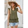 image:imageDokotoo Womens Summer Casual Sleeveless Tops Loose V Neck Ruffled Sleeve Vacation Tank Top Shirts OutfitsGreen