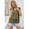image:imageDokotoo Womens Summer Casual Sleeveless Tops Loose V Neck Ruffled Sleeve Vacation Tank Top Shirts OutfitsGreen