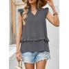 image:imageDokotoo Womens Summer Casual Sleeveless Tops Loose V Neck Ruffled Sleeve Vacation Tank Top Shirts OutfitsGrey