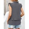 image:imageDokotoo Womens Summer Casual Sleeveless Tops Loose V Neck Ruffled Sleeve Vacation Tank Top Shirts OutfitsGrey