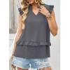 image:imageDokotoo Womens Summer Casual Sleeveless Tops Loose V Neck Ruffled Sleeve Vacation Tank Top Shirts OutfitsGrey