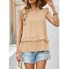 image:imageDokotoo Womens Summer Casual Sleeveless Tops Loose V Neck Ruffled Sleeve Vacation Tank Top Shirts OutfitsKhaki