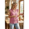 image:imageDokotoo Womens Summer Casual Sleeveless Tops Loose V Neck Ruffled Sleeve Vacation Tank Top Shirts OutfitsPink