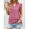 image:imageDokotoo Womens Summer Casual Sleeveless Tops Loose V Neck Ruffled Sleeve Vacation Tank Top Shirts OutfitsPink