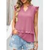 image:imageDokotoo Womens Summer Casual Sleeveless Tops Loose V Neck Ruffled Sleeve Vacation Tank Top Shirts OutfitsPink