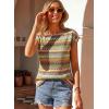 image:imageDokotoo Womens Summer Color Block Boho Casual T Shirts 2026 Short Sleeve Crewneck Off Shoulder TopsGreen