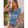 image:imageDokotoo Womens Summer Color Block Boho Casual T Shirts 2026 Short Sleeve Crewneck Off Shoulder TopsLight Blue