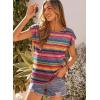 image:imageDokotoo Womens Summer Color Block Boho Casual T Shirts 2026 Short Sleeve Crewneck Off Shoulder TopsMulticolour