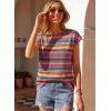 image:imageDokotoo Womens Summer Color Block Boho Casual T Shirts 2026 Short Sleeve Crewneck Off Shoulder TopsMulticolour
