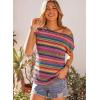 image:imageDokotoo Womens Summer Color Block Boho Casual T Shirts 2026 Short Sleeve Crewneck Off Shoulder TopsMulticolour