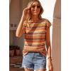 image:imageDokotoo Womens Summer Color Block Boho Casual T Shirts 2026 Short Sleeve Crewneck Off Shoulder TopsOrange