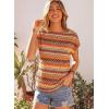 image:imageDokotoo Womens Summer Color Block Boho Casual T Shirts 2026 Short Sleeve Crewneck Off Shoulder TopsOrange
