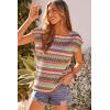 image:imageDokotoo Womens Summer Color Block Boho Casual T Shirts 2026 Short Sleeve Crewneck Off Shoulder TopsPink