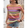 image:imageDokotoo Womens Summer Color Block Boho Casual T Shirts 2026 Short Sleeve Crewneck Off Shoulder TopsRose Red