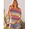 image:imageDokotoo Womens Summer Color Block Boho Casual T Shirts 2026 Short Sleeve Crewneck Off Shoulder TopsRose Red