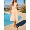 image:imageDokotoo Womens Summer Dresses 2026 Sleeveless Crewneck Gold Buckle Tie Belt Back Slit Casual Elegant Midi DressApricot