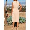 image:imageDokotoo Womens Summer Dresses 2026 Sleeveless Crewneck Gold Buckle Tie Belt Back Slit Casual Elegant Midi DressApricot