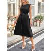 image:imageDokotoo Womens Summer Dresses 2026 Sleeveless Crewneck Gold Buckle Tie Belt Back Slit Casual Elegant Midi DressBlack