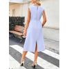 image:imageDokotoo Womens Summer Dresses 2026 Sleeveless Crewneck Gold Buckle Tie Belt Back Slit Casual Elegant Midi DressBlue