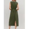 image:imageDokotoo Womens Summer Dresses 2026 Sleeveless Crewneck Gold Buckle Tie Belt Back Slit Casual Elegant Midi DressGreen
