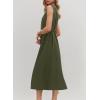image:imageDokotoo Womens Summer Dresses 2026 Sleeveless Crewneck Gold Buckle Tie Belt Back Slit Casual Elegant Midi DressGreen