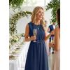 image:imageDokotoo Womens Summer Dresses 2026 Sleeveless Crewneck Gold Buckle Tie Belt Back Slit Casual Elegant Midi DressNavy