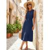 image:imageDokotoo Womens Summer Dresses 2026 Sleeveless Crewneck Gold Buckle Tie Belt Back Slit Casual Elegant Midi DressNavy