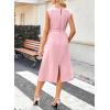 image:imageDokotoo Womens Summer Dresses 2026 Sleeveless Crewneck Gold Buckle Tie Belt Back Slit Casual Elegant Midi DressPink
