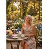 image:imageDokotoo Womens Summer Dresses Floral V Neck Spaghetti Strap Flowy Boho Dresses SundressOrange