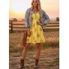 image:imageDokotoo Womens Summer Dresses Floral V Neck Spaghetti Strap Flowy Boho Dresses SundressYellow