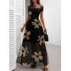 image:imageDokotoo Womens Summer Floral Print High Waist Mesh Maxi Dresses Flowy Slit Elegant Casual Boho DressBlack